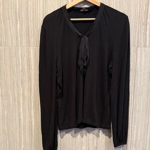 Ann Taylor Black Blouse with Tie Detail